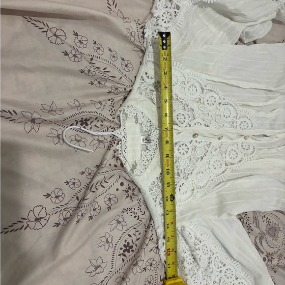 White Lace Button-Up Blouse - Picture 3 of 4